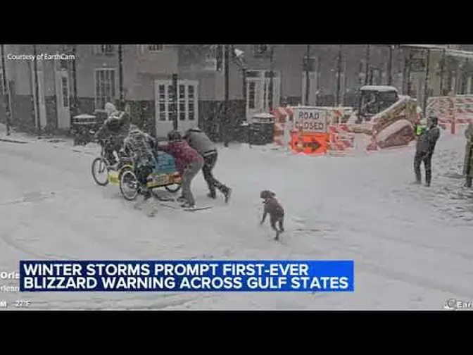 Winter storms prompt first-ever blizzard warning across Gulf states