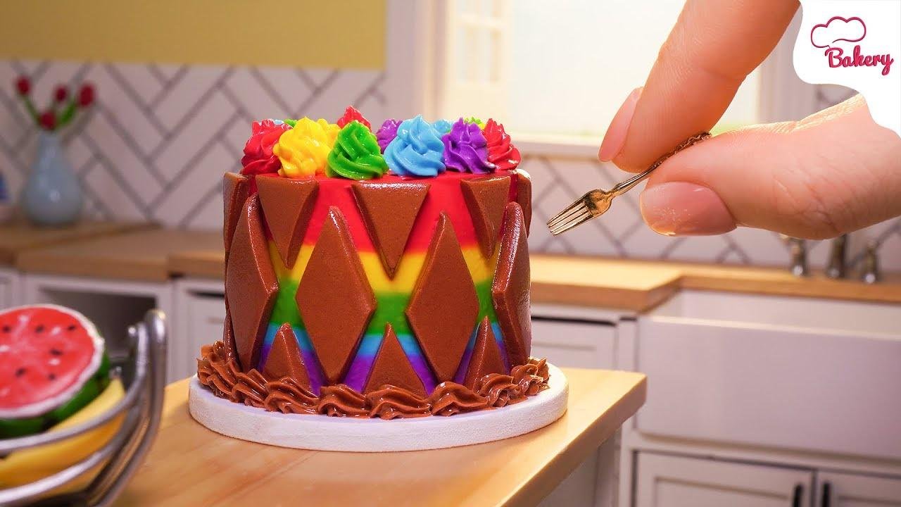 Zigzag Zest Miniature Chocolate Cake with Hidden Rainbow Decoration | Cake Tutorial | Mini Bakery