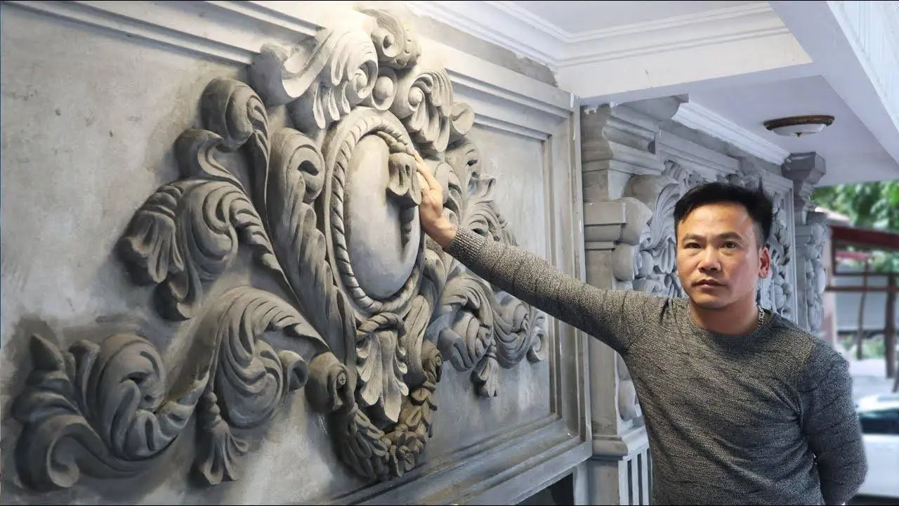 Art sculpture of reliefs with sand And cement - How To Beautify Your House