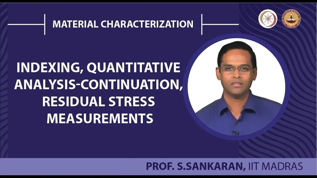 Indexing, Quantitative analysis-continuation, Residual stress measurements