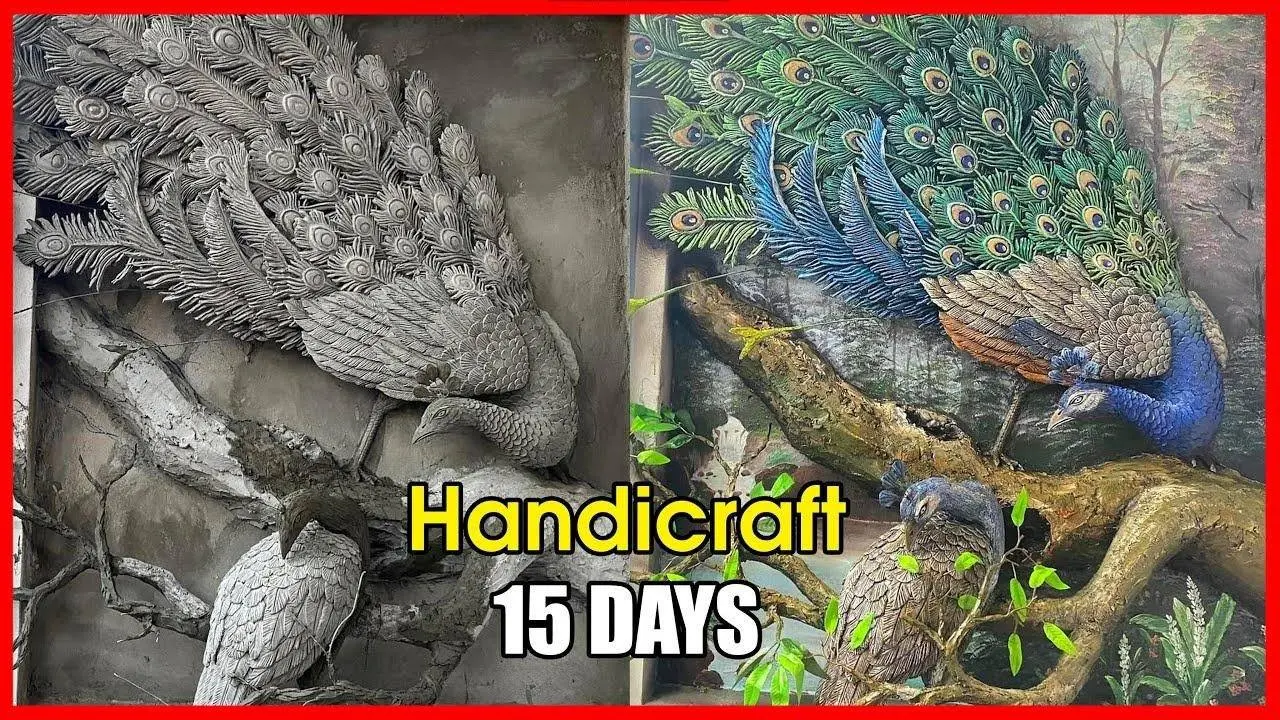 Amazing ! The process of the man making a cement sand relief painting