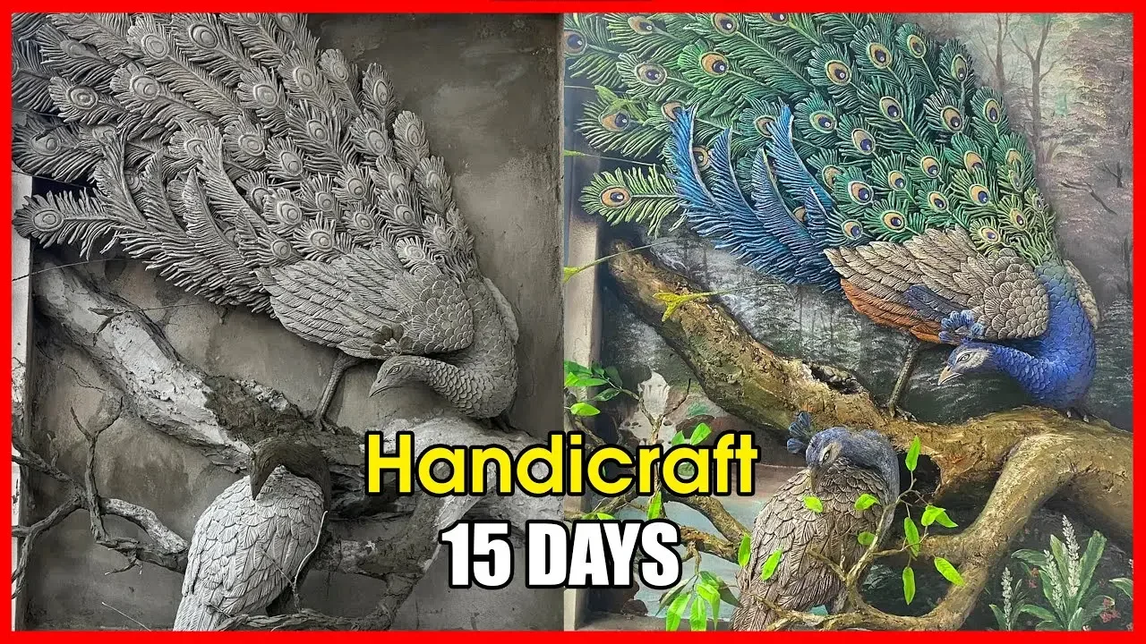 Amazing ! The process of the man making a cement sand relief painting