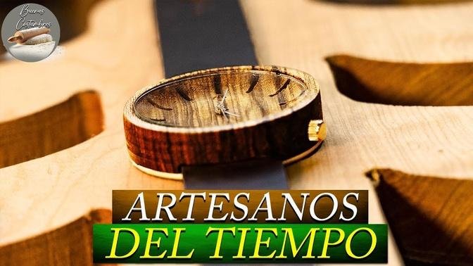 Handcrafted wooden clock - Craftsman of time - Reloj artesanal de madera - Artesano del tiempo