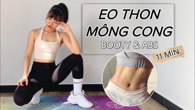 Bài Tập Eo Thon Mông Cong Hiệu Quả | 11 Min Booty & Abs Workout - No Equipment