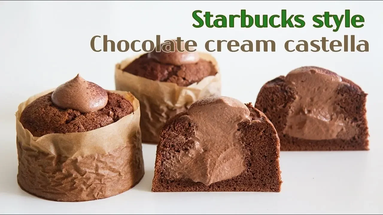 Sub) 스타벅스 스타일 보들보들 초코 생크림 카스테라 만들기 : Chocolate cream castella │Brechel