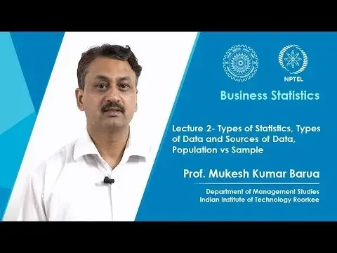 Types of Statistics, types of Data and sources of Data, Population vs Sample