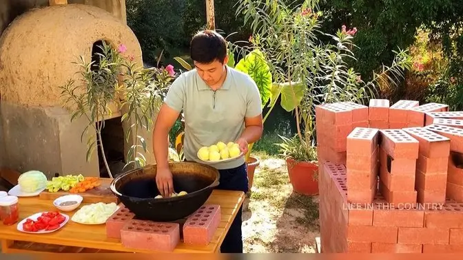 ¡Preparando Dymlama Uzbeka en Kazán! Construí una Estufa al Aire Libre | Cocinando en la Naturaleza | ASMR