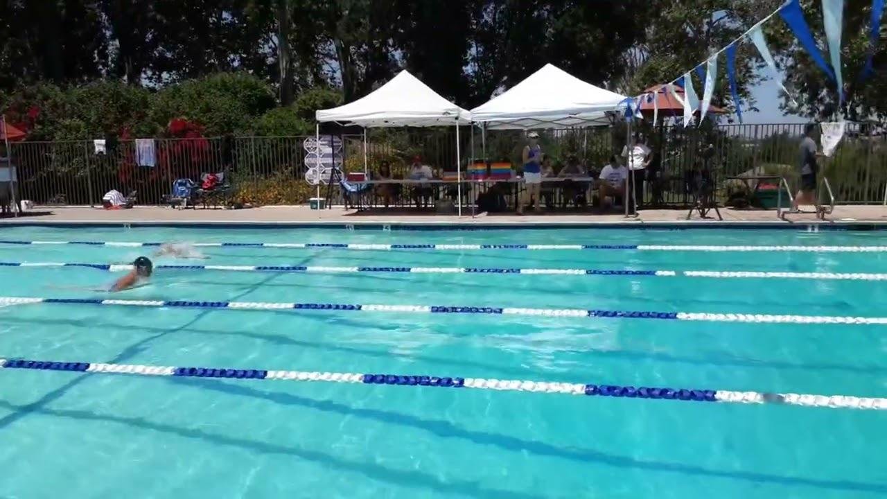 南加州暑期社區游泳🏊、場外有人聲嘶力歇💪替選手加油💪！