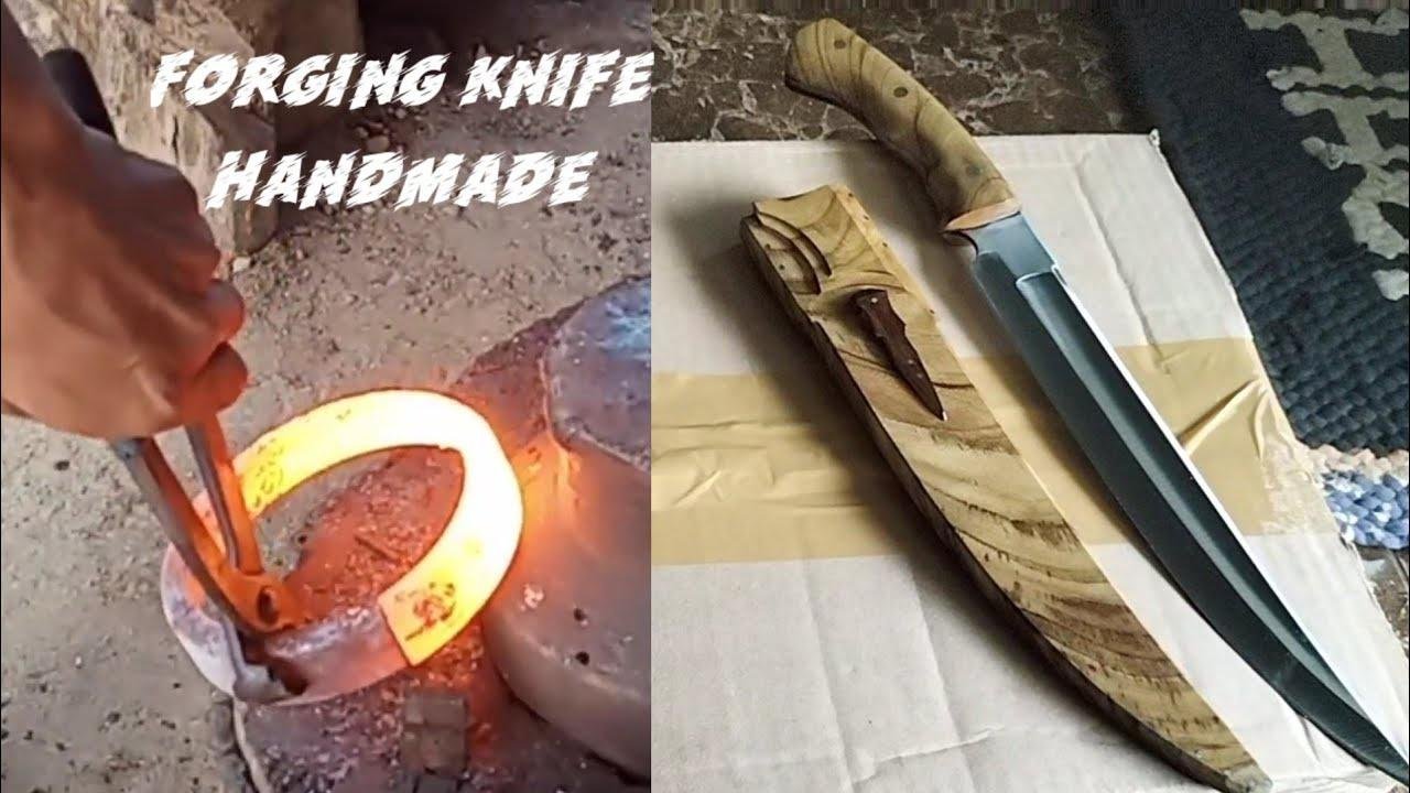 pandai besi_membuat pisau bushcraft dari bearing bilah 27cm dengan peralatan sederhana#handmade