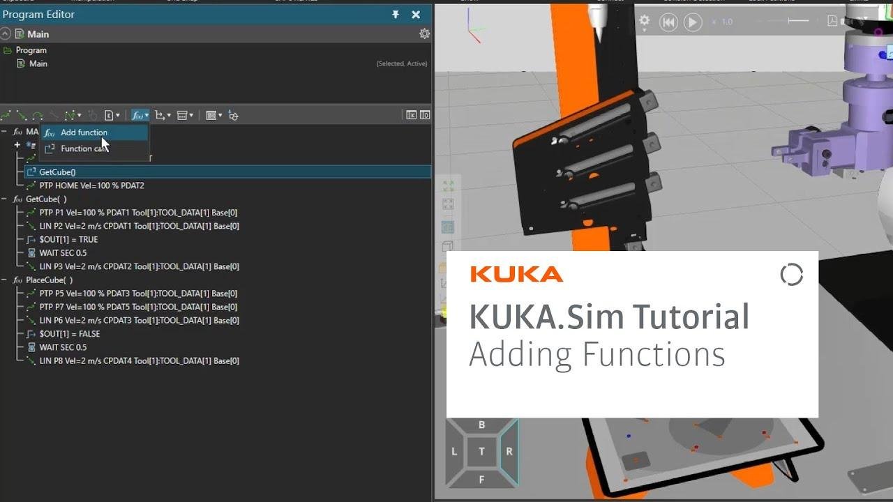 KUKA.Sim Tutorial - How to drop the cube and add functions - Education cell (Part 3)