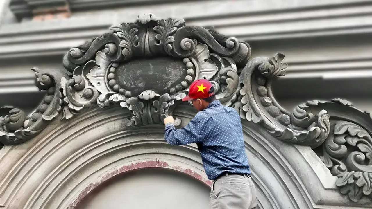 How to sculpt on classic arched window , cement and sand reliefs