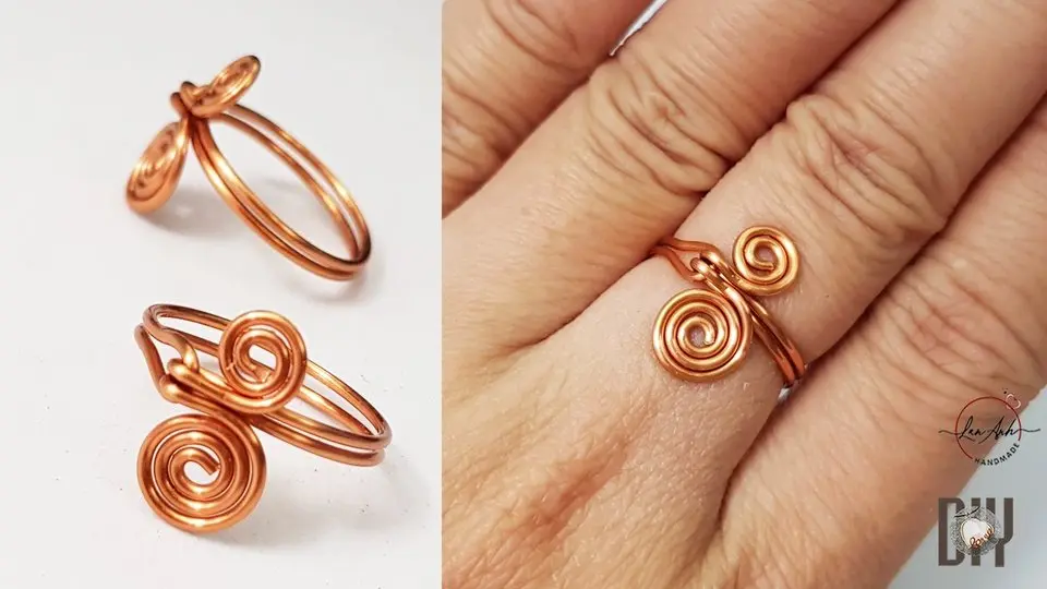 Nhẫn xoắn ốc bất đối xứng lấy cảm hứng từ cuộn dây Ai Cập từ dây đồng 477
