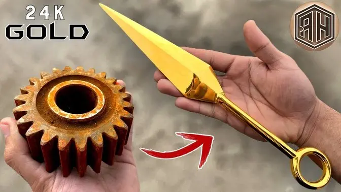 Rusty Scrap turned into a 24K GOLD plated KUNAI