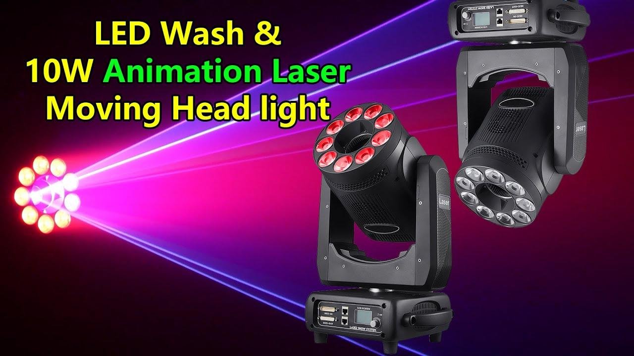 LED Wash+10W Animation Laser Moving Head light