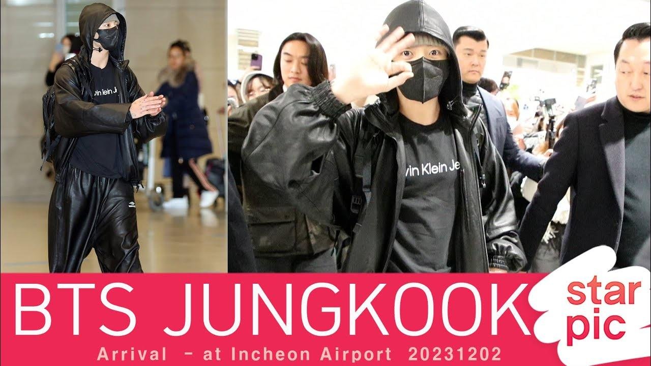 BTS 정국 '군입대 전 마지막 인사!' [STARPIC]  BTS JUNGKOOK Arrival  - at Incheon Airport 20231202