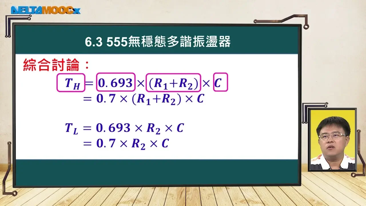 高中電子學_基本振盪電路_6. 555計時器振盪電路_6.3 555無穩態多諧振盪器_支裕文