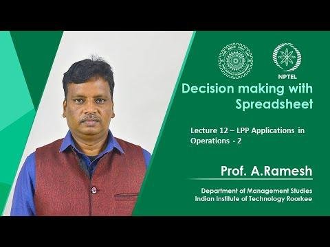 Lecture 12 – LPP Applications in Operations - 2