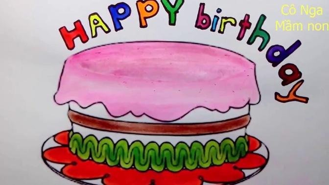 Vẽ Bánh Sinh Nhật và Tô Màu Lấp Lánh/Twinkle Birthday Cake/ Coloring Pages For Kids / Tô màu bánh