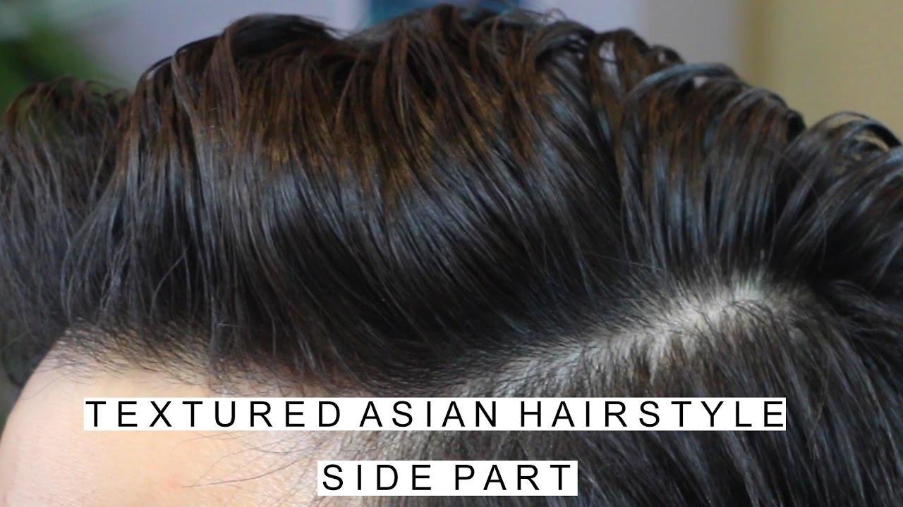 Textured Asian Hairstyle | Side Part | Thick Medium Hair For Men