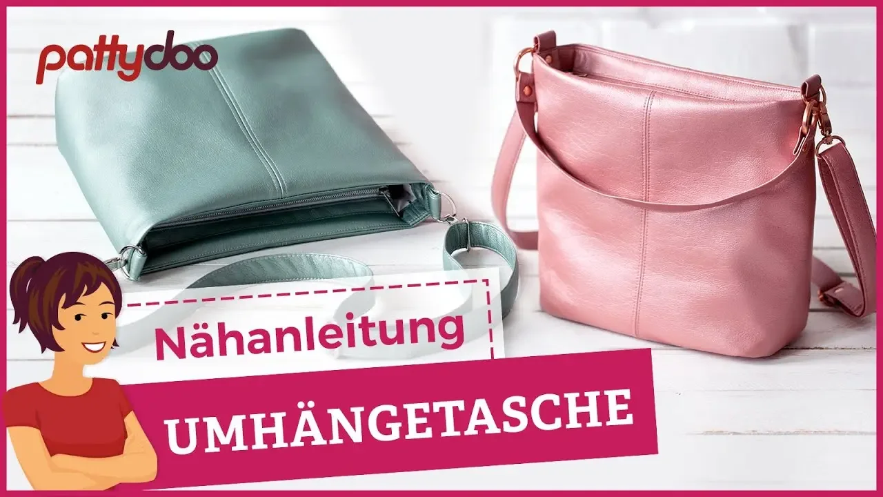 Tasche nähen - Anleitung für Umhängetasche und Shopper aus Kunstleder mit Reißverschluss