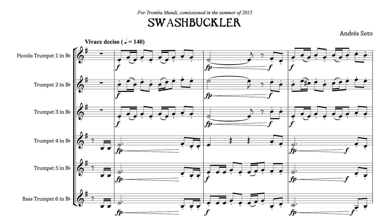 (SOTO) Swashbuckler, for 6 Trumpets (SCORE)