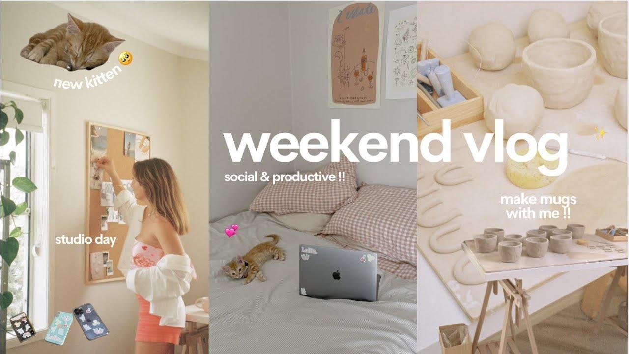 weekend vlog | studio day making mugs, hanging with friends + getting a kitten 🥺