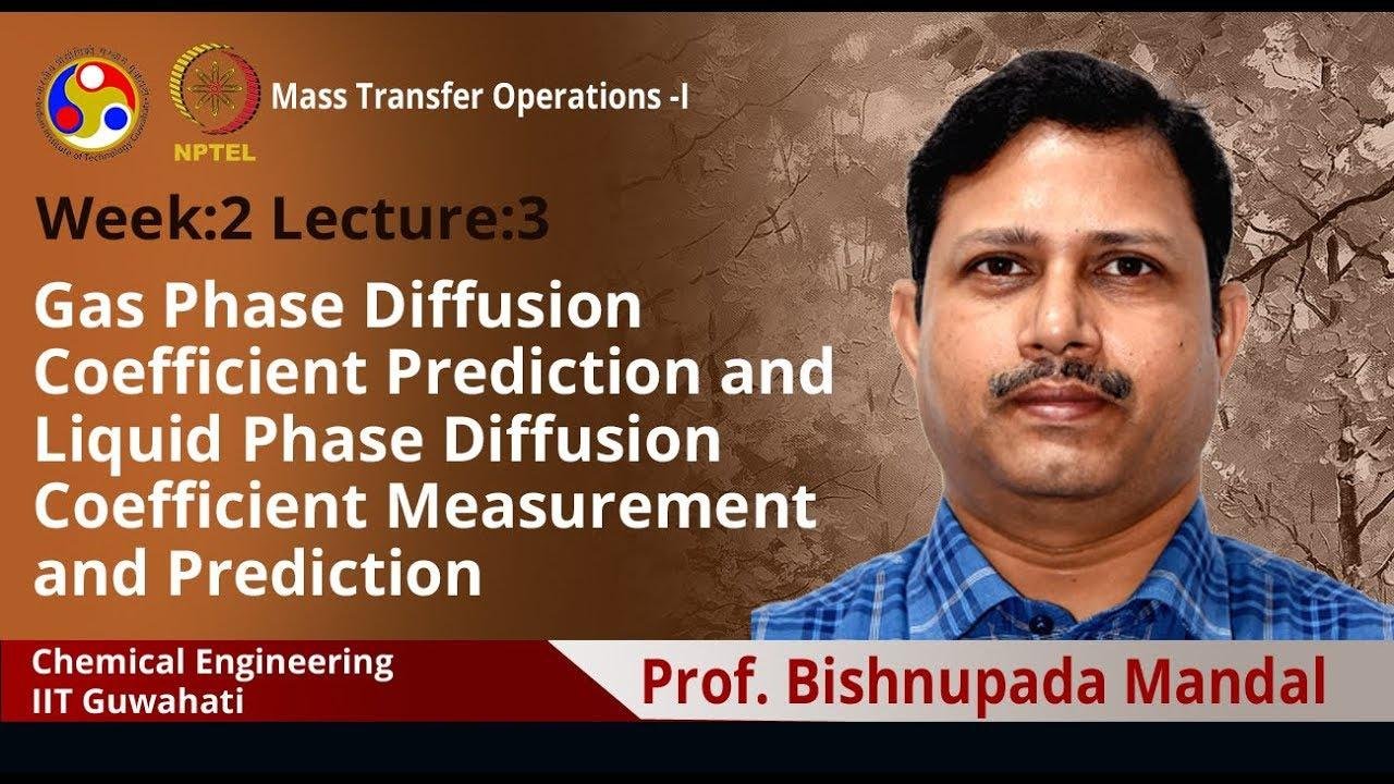 Lec 7: Gas Phase Diffusion Coefficient prediction and liquid phase diffusion coefficient measurement