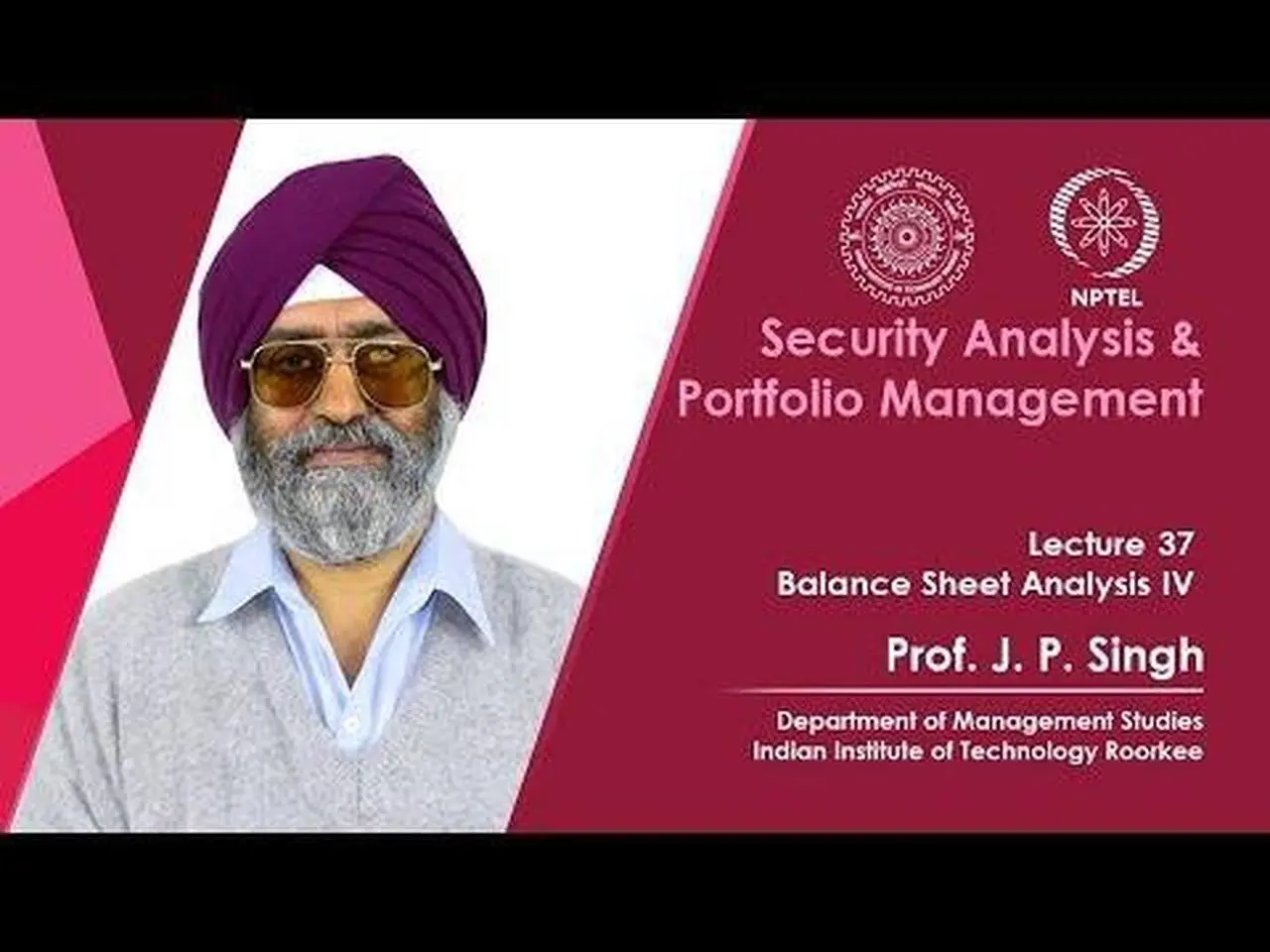 Lecture 37: Balance Sheet Analysis IV