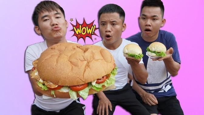 Hưng Troll | Bị Trẻ Trâu Khinh Thường Thách Thức Làm Bánh Mì Hamburger Khổng Lồ Và Cái Kết