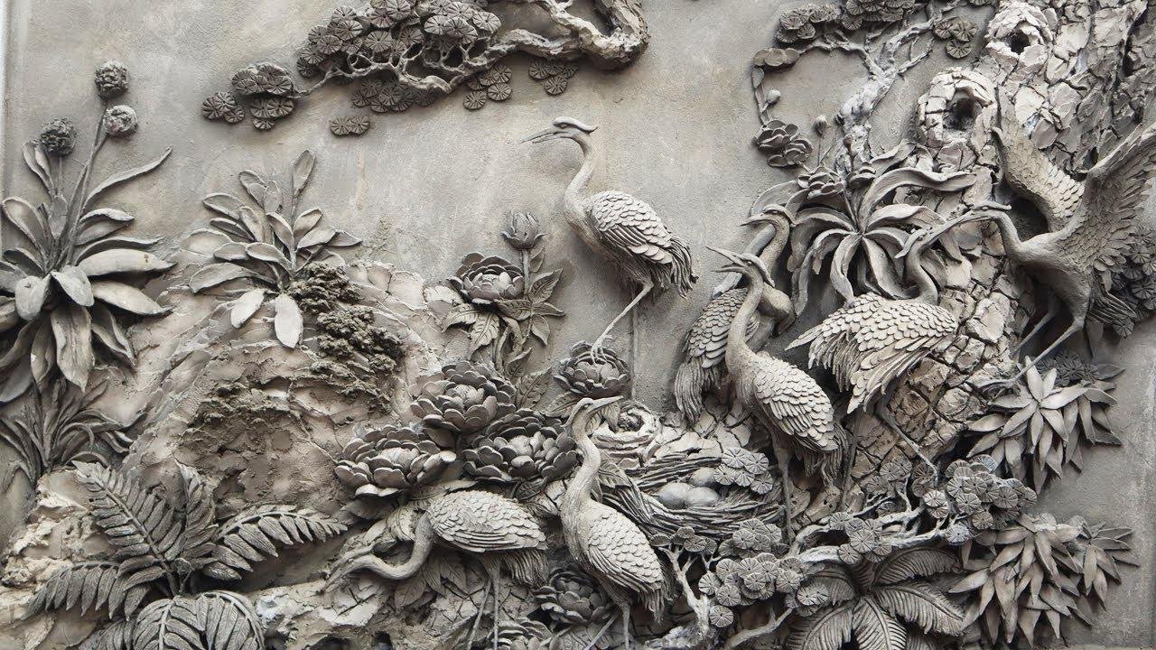 Art reliefs on the wall - How to carving beautiful with Sand And Cement Materials