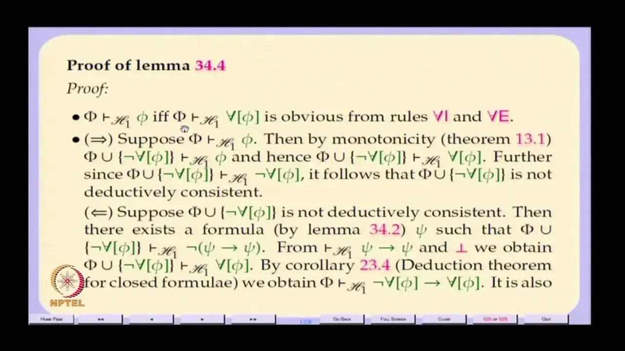 Mod-01 Lec-34 Completeness of the Hilbert System