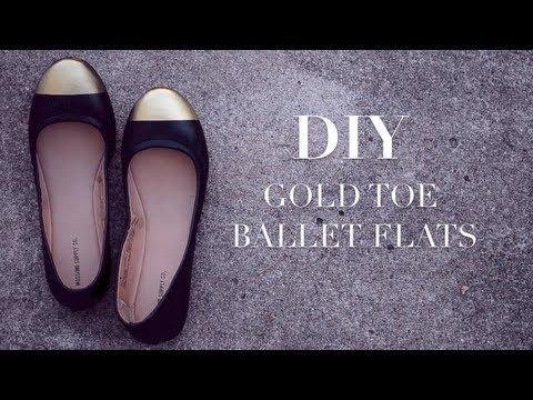 DIY Gold Cap Toe Ballet Flats