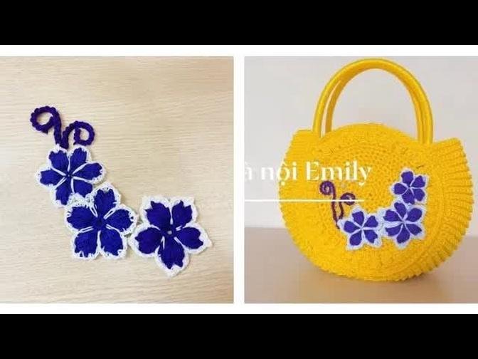 Hướng dẫn móc hoa xinh trang trí Túi Ví Mũ Nón Móc len Crochet