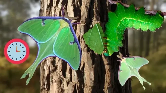 Luna Moth Life Cycle in ONE MINUTE! Actias luna / Moon moth