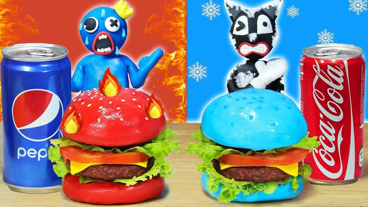 Hot Food vs Ice Food : Lava vs Cold Rainbow Friends Challenge || Stop Motion Cooking