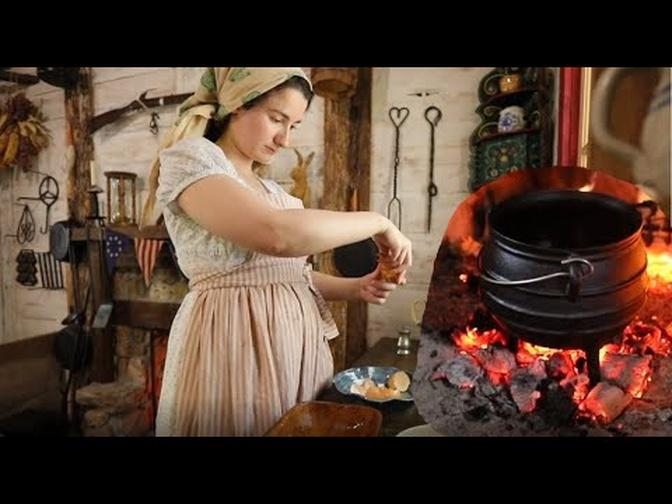 Cooking Fried Chicken from 1796 ASMR Cauldron Cooking Real Period Recipes