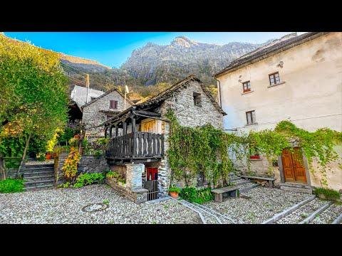 Walking in a traditional Swiss village in autumn 🍂 Switzerland 4K 🇨🇭 Avegno