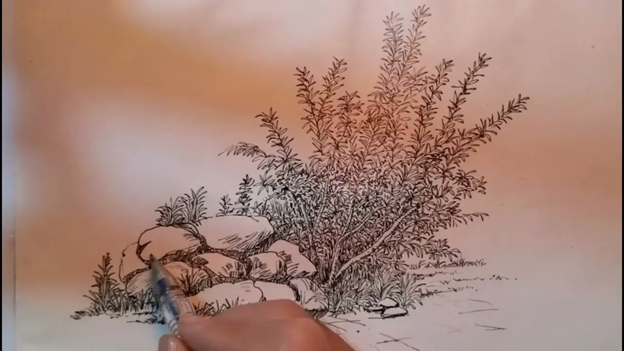 Draw Sketch乱石翠玉堆云锦绿树青苔半夕阳四终篇