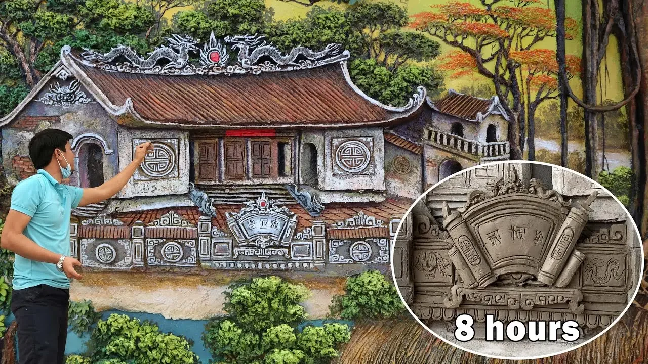 It's amazing that I made a mini bas-relief with sand cement - Art VN