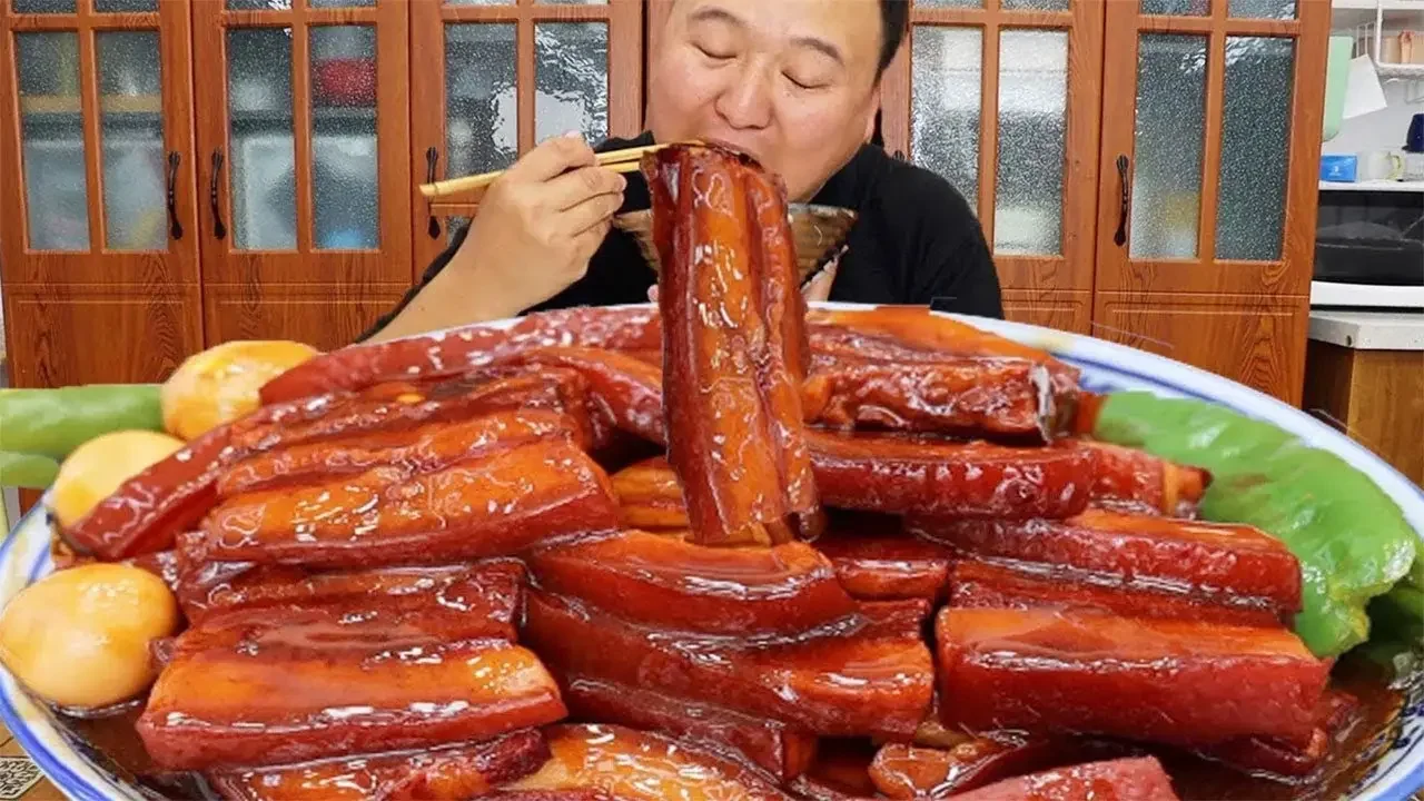 15斤五花肉，阿强做“把子肉”，肥而不腻一口爆汁｜Mukbang【cram阿强】