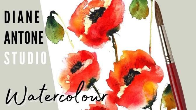 Five Minute Watercolour Loose Wet in Wet Poppies | Flower Painting ...