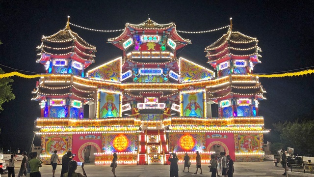 The Dazzling Night Scene Featuring the Ghost Festival in Taiwan