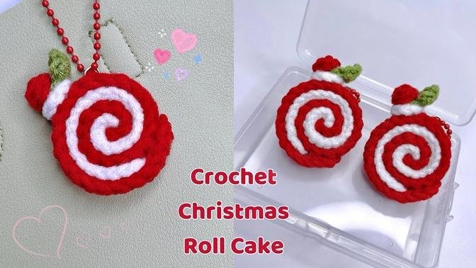 Crochet Christmas Roll Cake 🍰🍓 | Christmas Ornament Tutorial | Móc Bánh Cuộn Giáng Sinh
