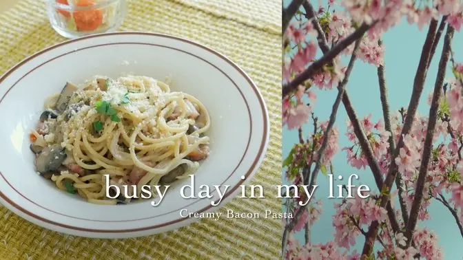 Let’s make a simple creamy bacon pasta amidst our busy lives. #vlogger #vlog #silentvlog