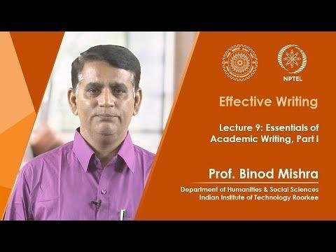 Lecture 09: Essentials of Academic Writing, Part I