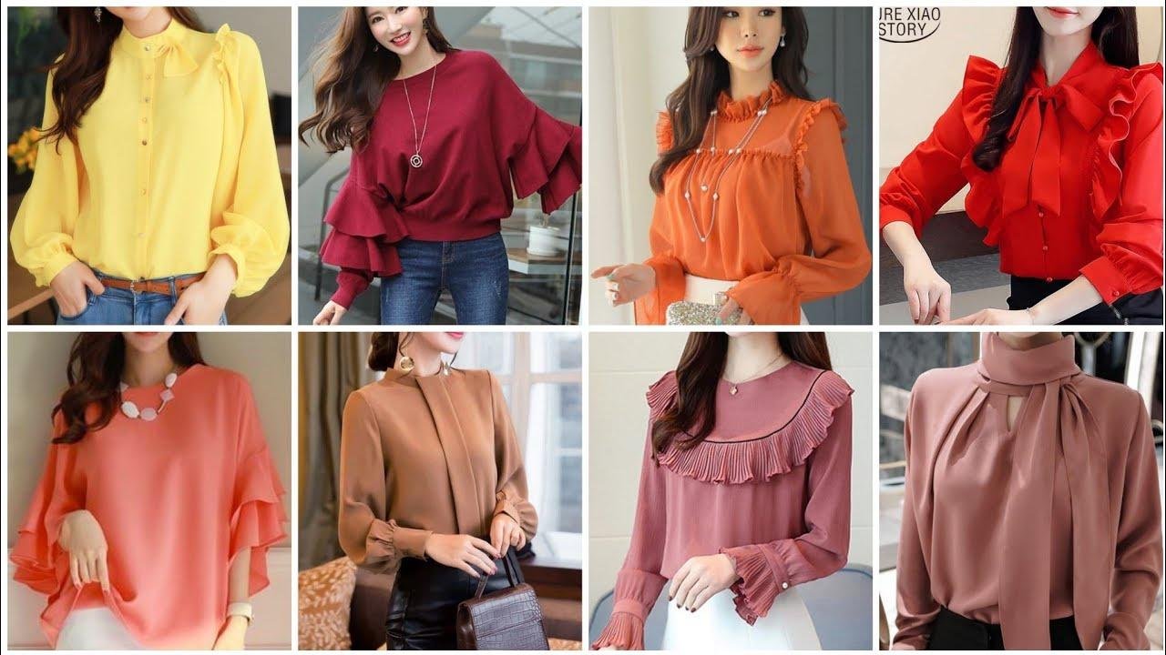 on Trend party wear chiffon top and blouses designs working women 2021