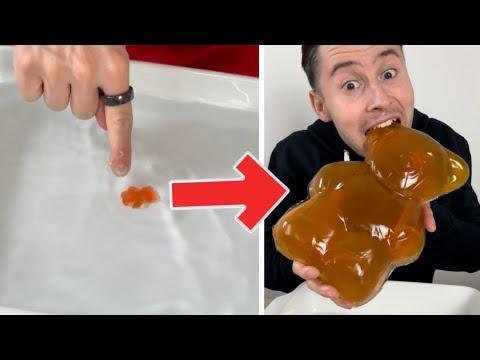 Gummibärchen wird im Wasser überdimensional groß!😍😱 (24 Stunden Experiment)