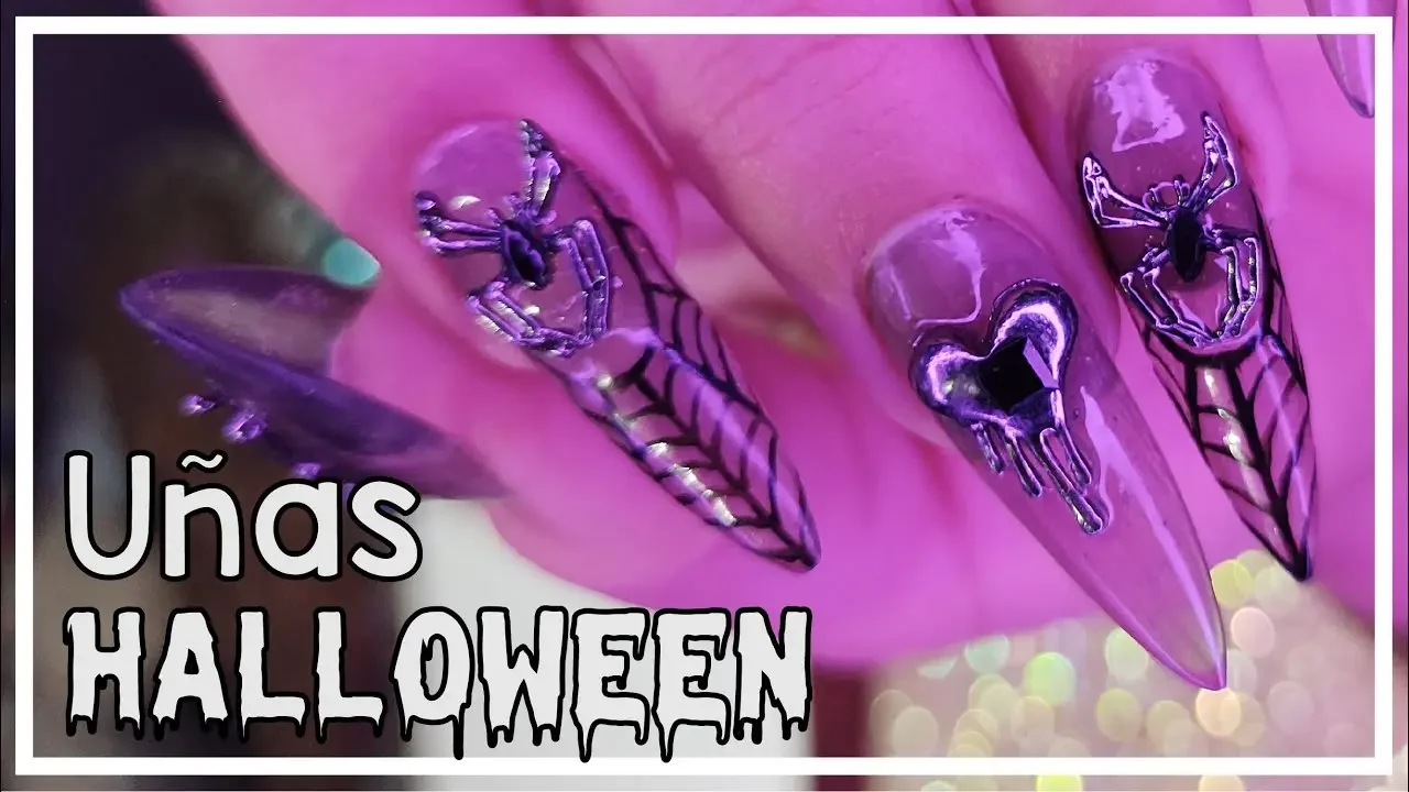 MIS UÑAS DE HALLOWEEN | Efecto Jelly, DIJES METÁLICOS y Punta Stiletto | Tutorial de uñas Halloween