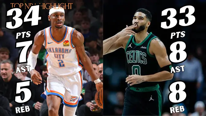 Shai Gilgeous-Alexander, Jayson Tatum showdown highlights March 12, 2025