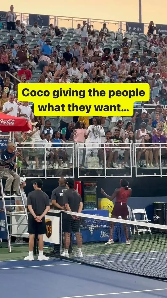 Coco Gauff dances with fans at the 2023 Atlanta Open Sunday Showdown